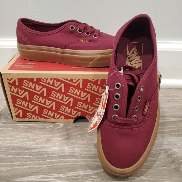 NEW Vans Authentic Light Gum Port Royale Burgundy Sneaker - Picture 1 of 6